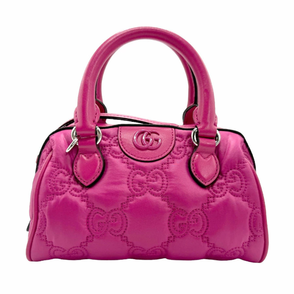 Gucci 2way Handbag Crossbody GG Matelasse Leather Magenta Silver